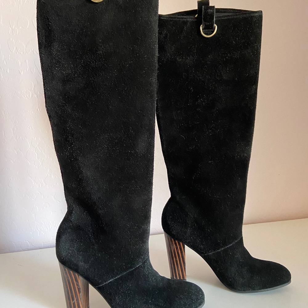 DVF, Black Suede High Heel Boots